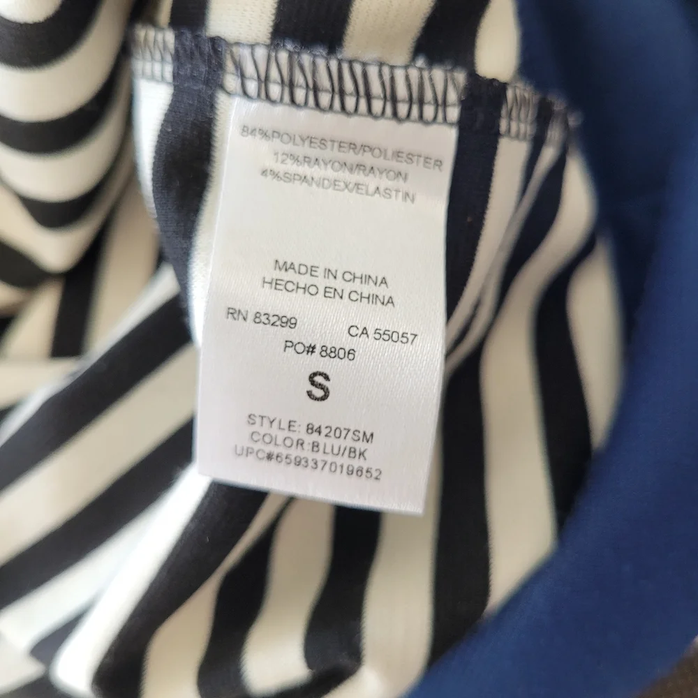 Isaac Mizrahi striped stretchy boatneck 3/4 sleeve winter casual dress Sz S